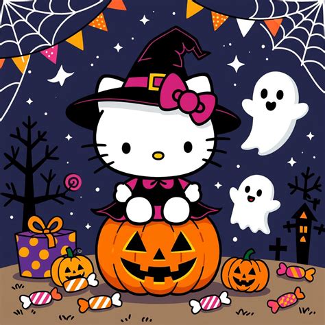 Cute Hello Kitty Halloween Wallpaper - AI Generated Art