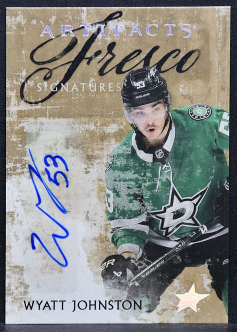 2024-25 UD Artifacts Fresco Signatures Wyatt Johnston FS-WJ Dallas Sta