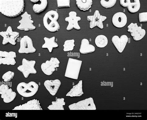 Tasty christmas cookies cake Black and White Stock Photos & Images - Alamy
