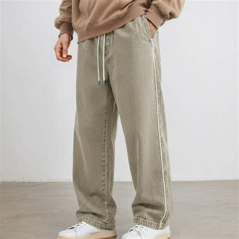 Classic Straight Leg Casual Trousers for Men Relaxed Fit Everyday