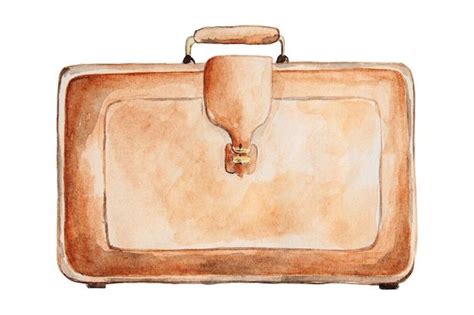Hand drawn watercolor vintage suitcase isolated on white background ...