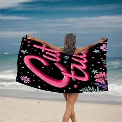 Cute Tuts Vibrant Beach Towel - Playful Cursive Design with Colorful