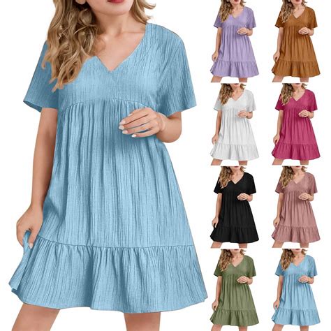 Bovxnpu Summer Girls Dresses, Girls Short Sleeve V-Neck A-Line Girls