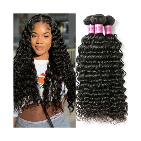 Brazilian Curly Hair Weave Bundles for Black Women, 1/3/4 Bundles Deep