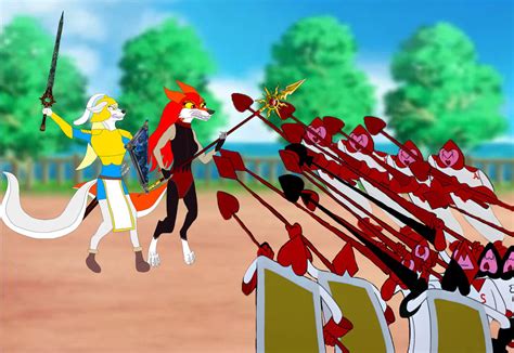 Athena and Tanamia vs the Card Guards by LagovulpesTheGentle on DeviantArt