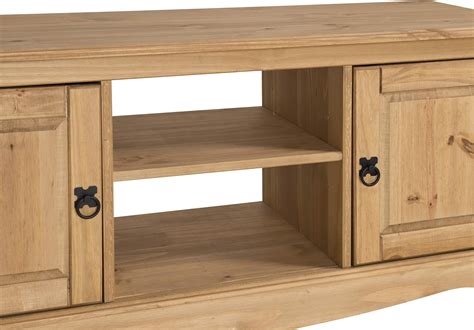 TV Unit Solid Pine 2 Door Media Stand Wooden Cottage Style Storage Cab ...