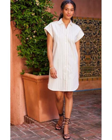 karen kane stripe cap sleeve shirtdress  white lyst
