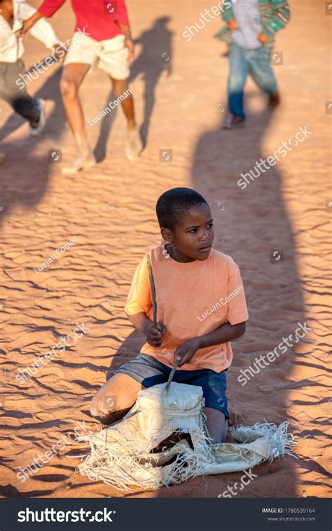 African Kids Playing Drums Village Botswana Stock Photo 1780539164 ...