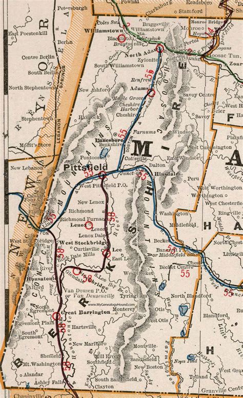 Berkshire County, Massachusetts, 1901, Map, Cram, Pittsfield ...