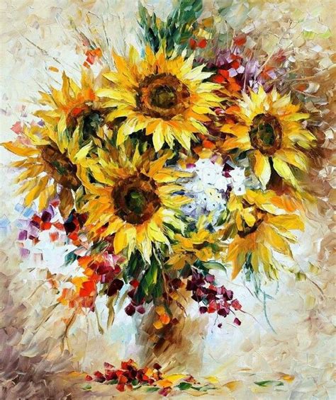 Leonid Afrémov | Pinturas girasol, Cuadros de girasoles, Pinturas florales