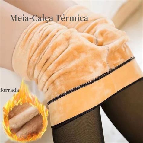 Calça Quente Para Inverno Feminina - Meia-Calça Térmica Forrada Peluciada Translúcida De Lã Quente Feminina ...