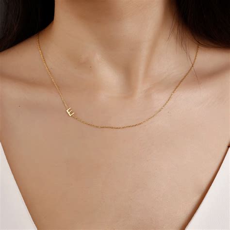 sideways initial necklace gold  initial necklace personalized gift