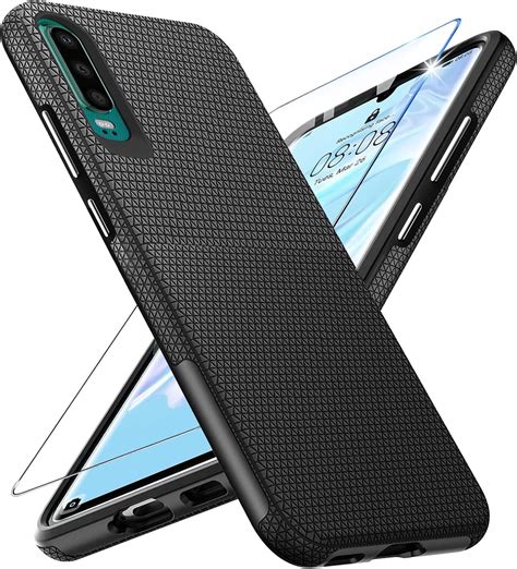 Handyhülle für Huawei P30 Hülle mit Panzerglas Schutzfolie, P30 Ständer ...