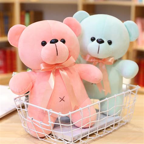 custom ribbon small plush teddy bear