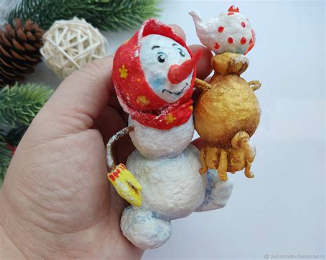 Ватная игрушка "Снеговик бабуля" купить в интернет-магазине Ярмарка ...