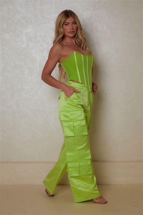 The matte satin cargos- Lime – marsthelabel
