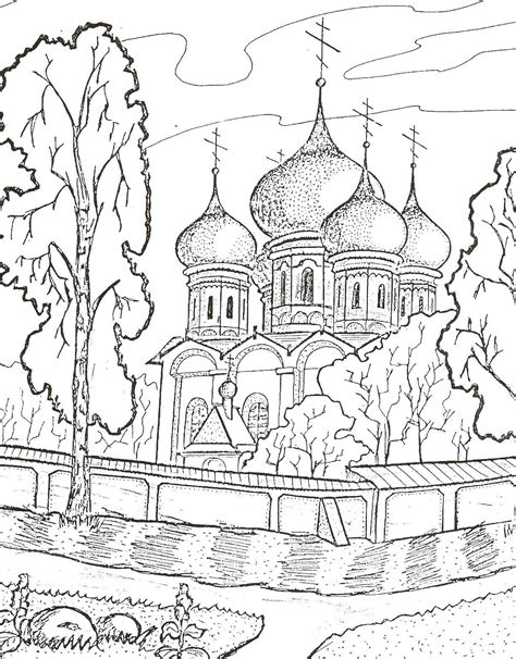 Раскраски храм, Раскраска Православный храм церковь.