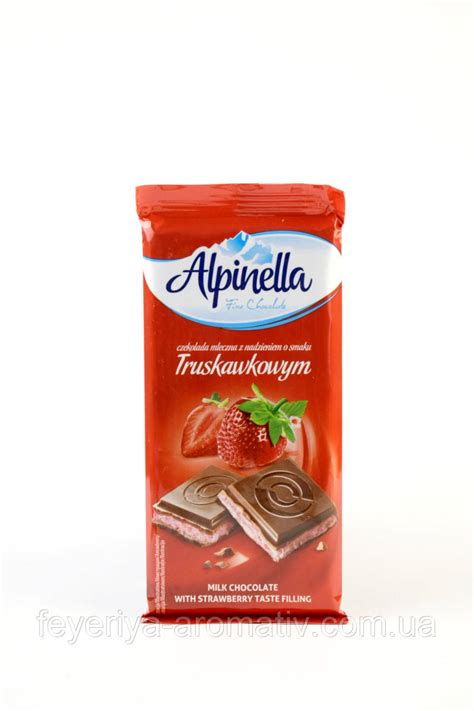 Шоколад молочный с клубничной начинкой Alpinella Truskawkowa 90 г ...