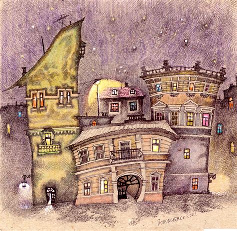 Иллюстрация Сказочный вечерок в стиле графика | Illustrators.ru