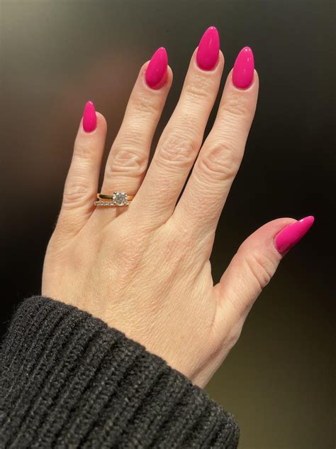 Acrylic Nails Hot Pink Almond