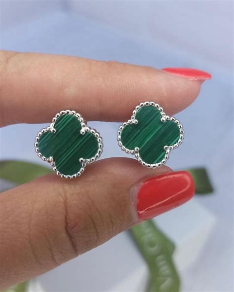 Серьги Van Cleef Клевер Малахит Ван Клиф Английский Замочек — Купить ...