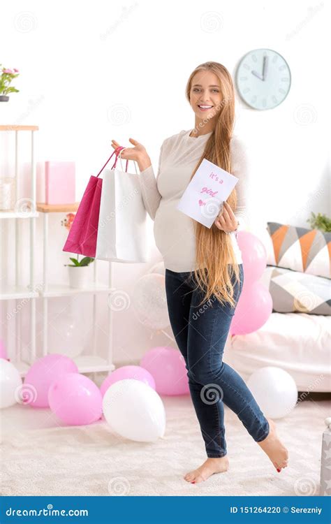 Beautiful Pregnant Woman at Baby Shower Party Stock Photo - Image of birth, child: 151264220