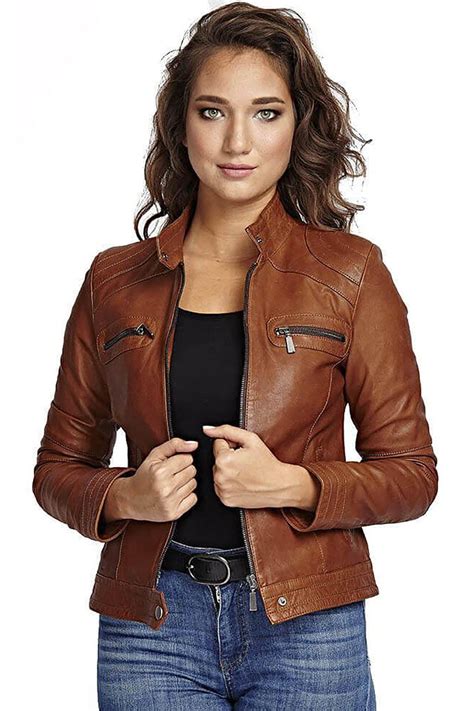 brown leather jackets  women