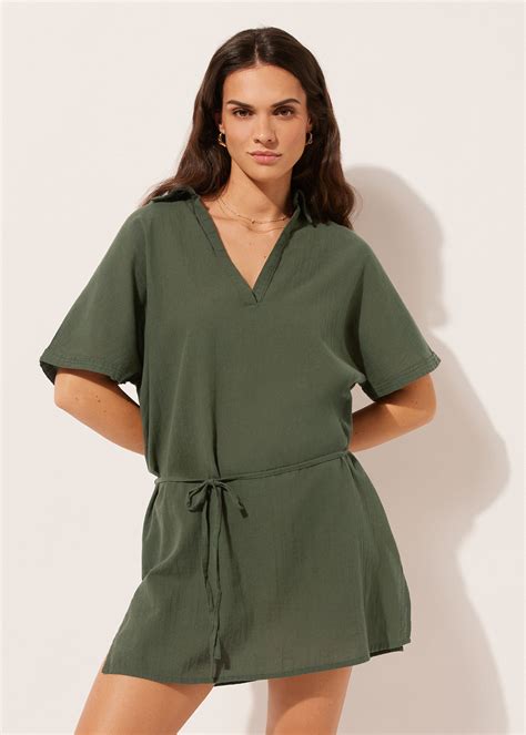 short kaftan  drawstring beachwear calzedonia