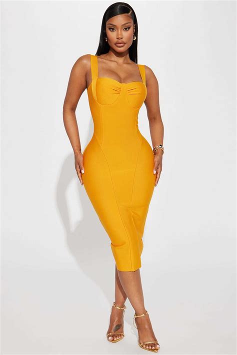 Cierra Bandage Midi Dress - Orange - Womens Fashion Dresses