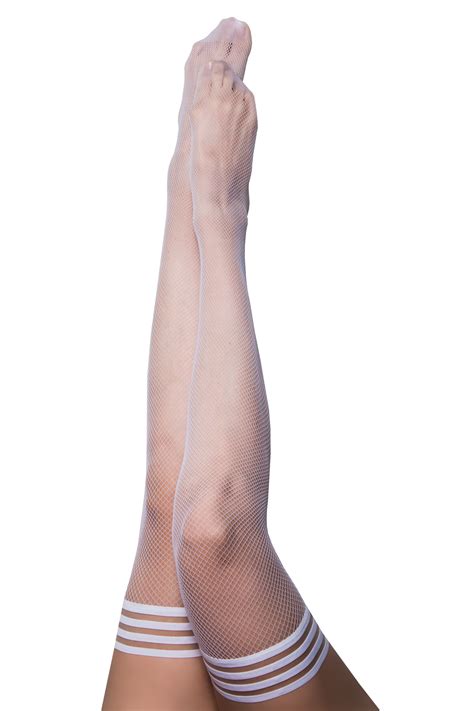 Classic White Fishnet Thigh-Highs. Petite to Plus Size Stockings – Kix'ies