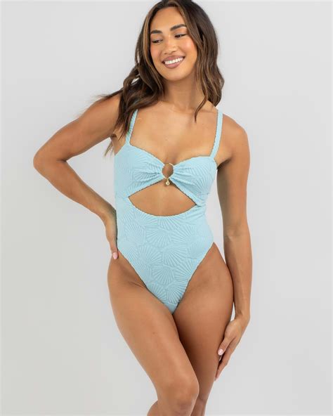 Shop Topanga Attina Cut Out One Piece Swimsuit In Blue - Fast Shipping