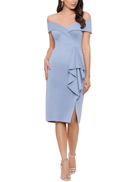 xscape womens ruffled midi cocktail  party dress walmartcom