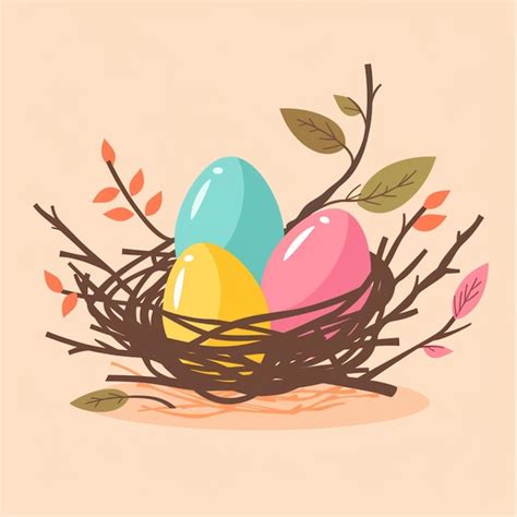 Premium Vector | Vector easter colorful decorated eggs in the bird nest ...