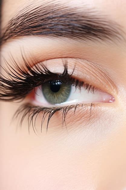 premium photo female eye  long false eyelashes