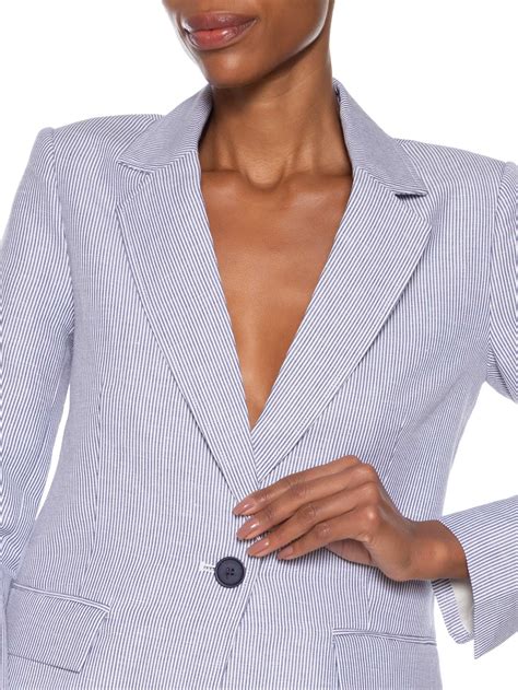 Blazer De Linho Feminino - Animale - Blazer Feminino De Linho Listras - Azul