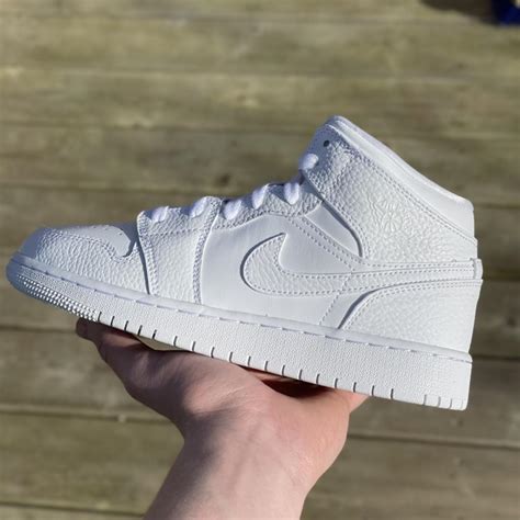 jordan  triple white mid gs uk uk uk  uk depop