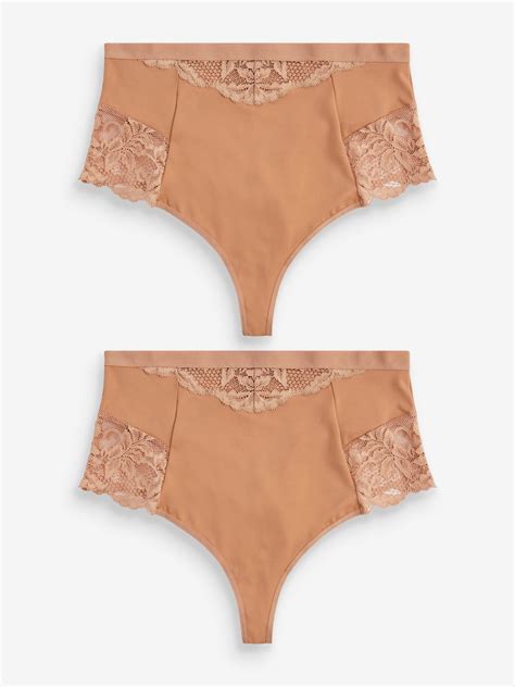 Buy Caramel Nude Tummy Control Light Shaping High Waist Thongs 2 Pack