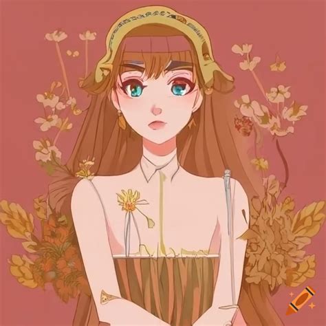 Intricate anime character with cottagecore vibes on Craiyon