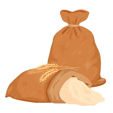 Premium Vector | Full bags of flour with wheat ears. Vector