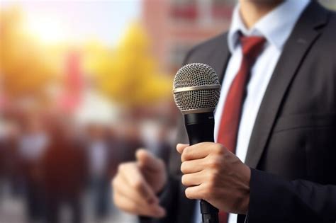 Premium Photo | Photo front view journalist holding a microphone