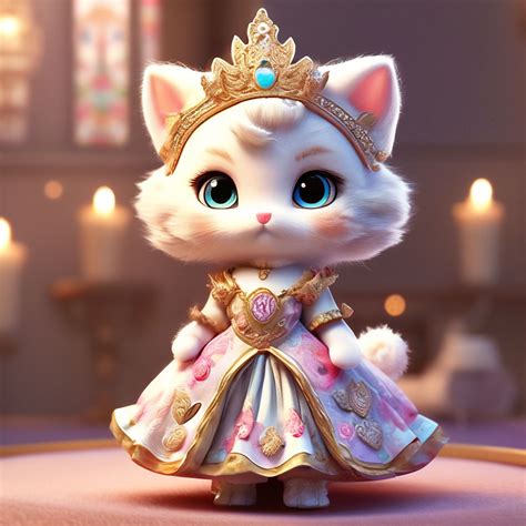cute cat princess   chic dress image created  shedevrum