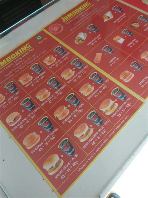 menu  jumbo king indore main road