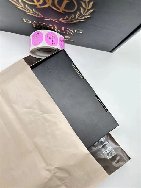 Custom Metallic Gold logo Mailer Bags Biodegradable Beige Matte Poly