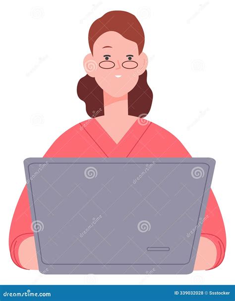 Working Woman with Laptop. Remote Corporate Office Job Stock Vector