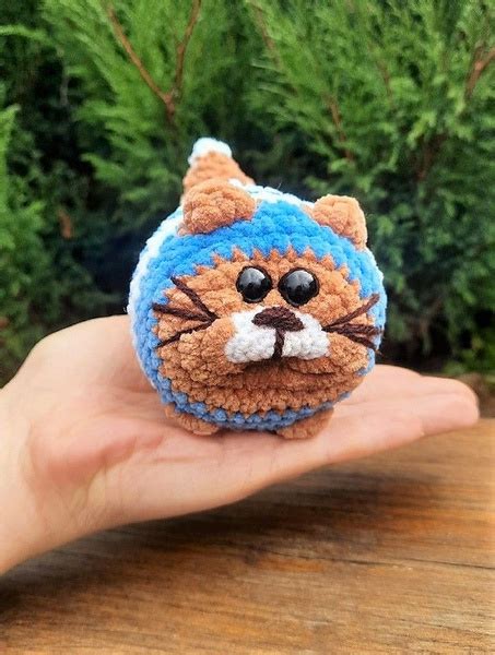 Мягкая игрушка Кот-колобок, плюшевая вязаная игрушка ручной работы ...