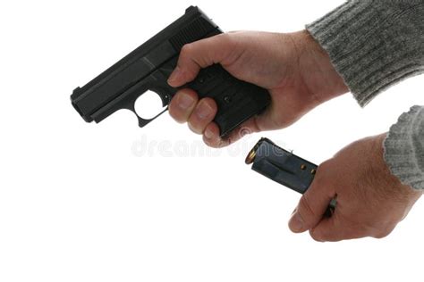 loading  handgun stock photo image  police weapon