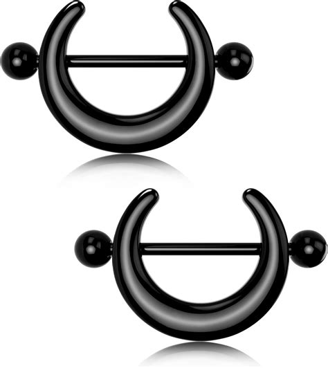 amazoncom melighting black nipple rings  surgical steel  moon
