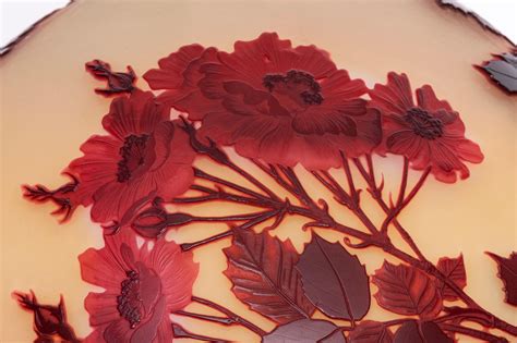 french art nouveau lamp  emile galle cameo cut glass  red sunset