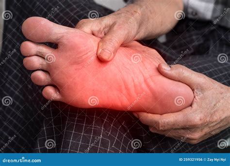 Tingling And Burning Sensation In Foot Of Asian Man. Foot Pain. Sensory ...