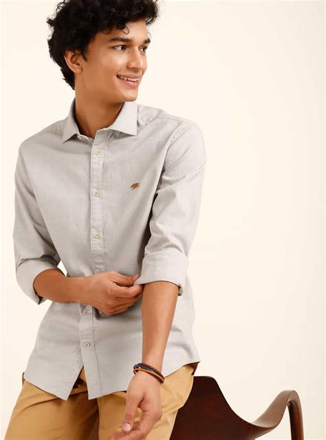 buy khaki ash shirt casual khaki solid shirts  men  andamen